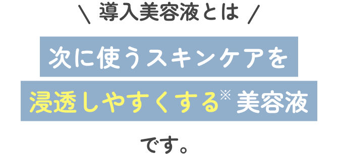 導入美容液とは 次に使うスキンケアを浸透しやすくする美容液です。
